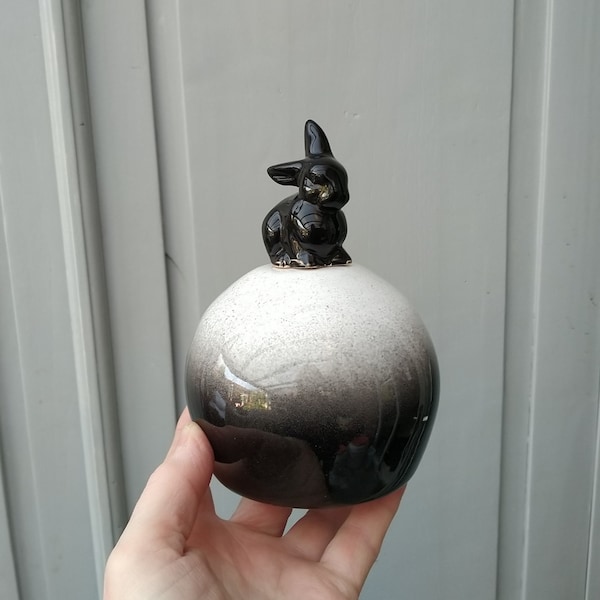 Rabbit urn - urn for Rabbit - Rabbit on top