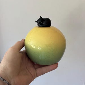 Cat urn - Green/Yellow