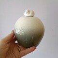 Cat urn - White/grey and White cat on top product logo