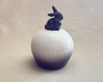 Ceramic Rabbit Urn - White/Black