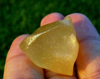 Verre du désert de Libye, 93 ct (pierre de cristal) or, impact de météorite, tektite, Egypte, Sahara, translucide, 100 % naturel et complet