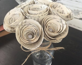 Book Wedding Decor - Book Page Flowers - Wedding Table Centerpiece - Book Lover Gift - Book Roses - Paper Flower Centerpiece - Book Page Art