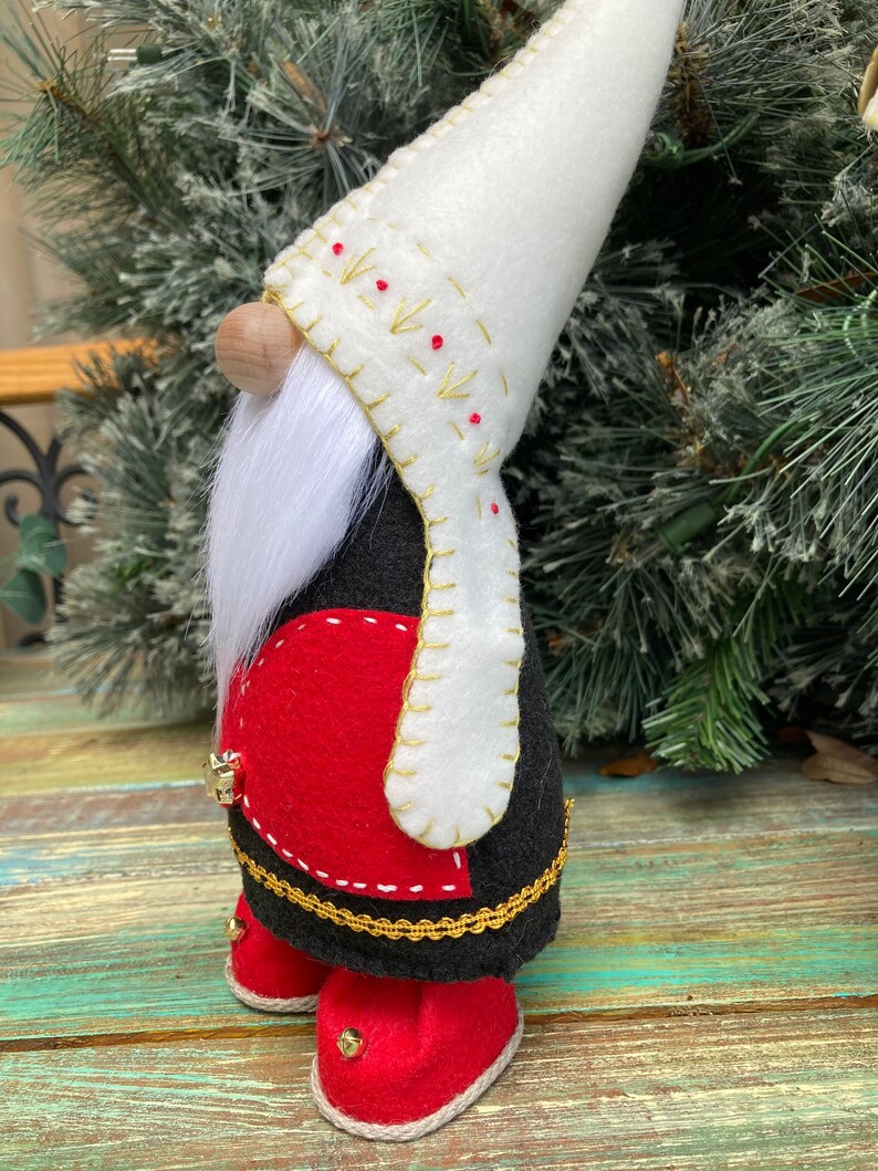 Red & Gold Gnome Festive Luxe Decor Handmade Gnome With Dazzling