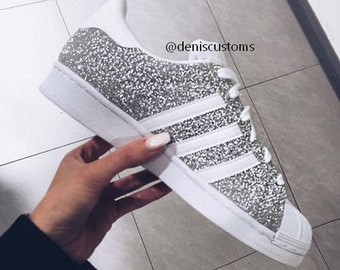 silver glitter adidas superstars