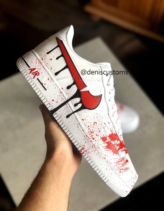 nike air force 1 low with red black blood drip design