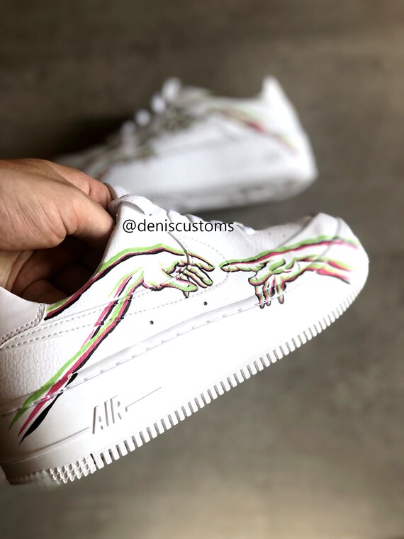 Nike Air Force 1 Low with Neon Creation of Adam Michelangelo Custom Nike Air Force 1 Low Red Lips White Black Red On Sale