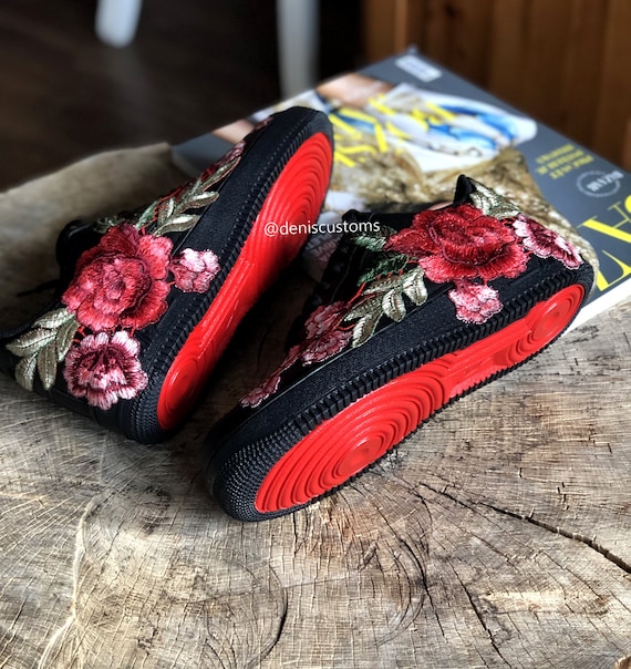 nike air force 1 floral black