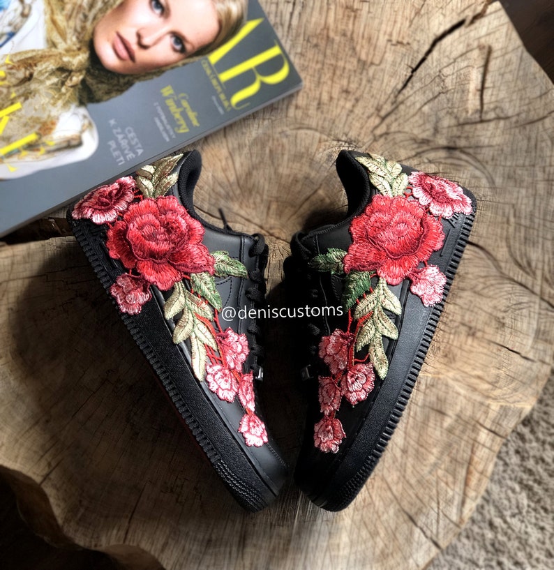 nike air force 1 low with rose floral embroidered