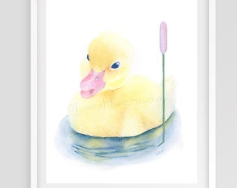 Nursery Print, Watercolor Duckling Print, Watercolor Duck Art, Gender Neutral Nursery Decor, Nursery Wall Art, Toddler Room Print