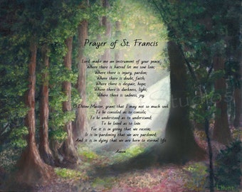 St. Francis Prayer, Prayer of Saint Francis of Assisi, Peace Prayer, Religious Home Decor, Catholic Art,  Pastor Gift, Confirmation Gift
