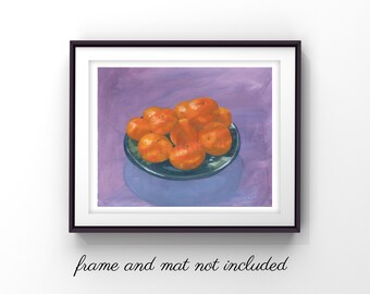 Abstract Fruit Painting, Clementine Art, Fruit Kitchen Wall Art, Citrus Art, Oversized Kitchen Wall Art, Oranges Print, Still Life