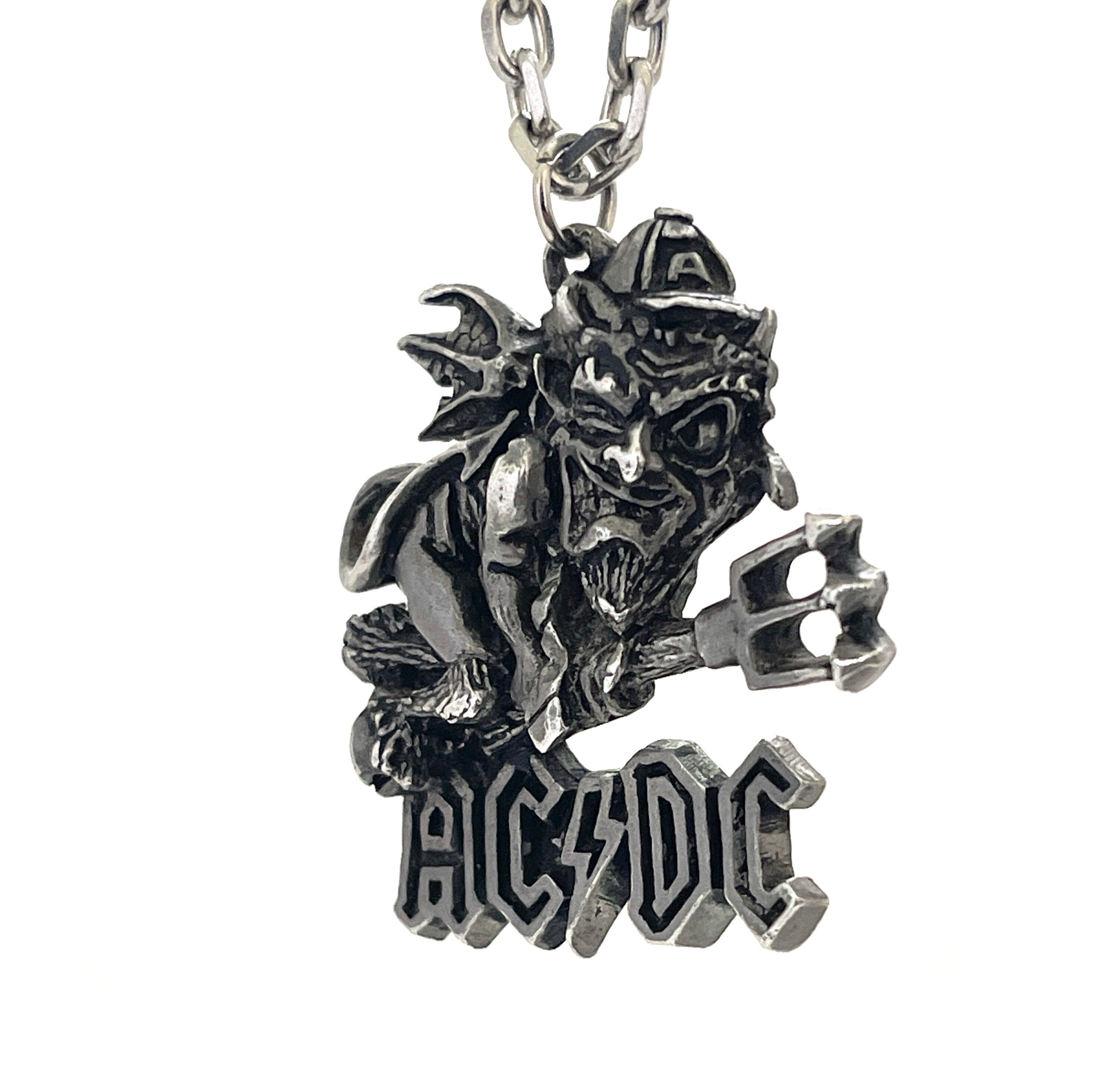 Vintage AC/DC Pendant. 1992 Devil Angus Young. Made in England. Pewter ...
