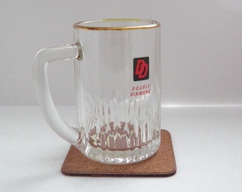 Vintage Double Diamond Half Pint Glass. Retro 70s Ind Coope Tankard. Home Bar / Mancave.