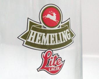 Vintage Hemeling Lite Lager Pint Glass Tankard. Retro Beer Pub Glassware. Rare Brewery Advertising. Home Bar / Mancave. Breweriana.
