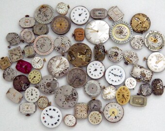 Watch Movements - Joblot Bundle 55 Vintage & Antique Mechanical Watches. Spares or Repair. Steampunk Clockwork Watch Mechanism Gears Project
