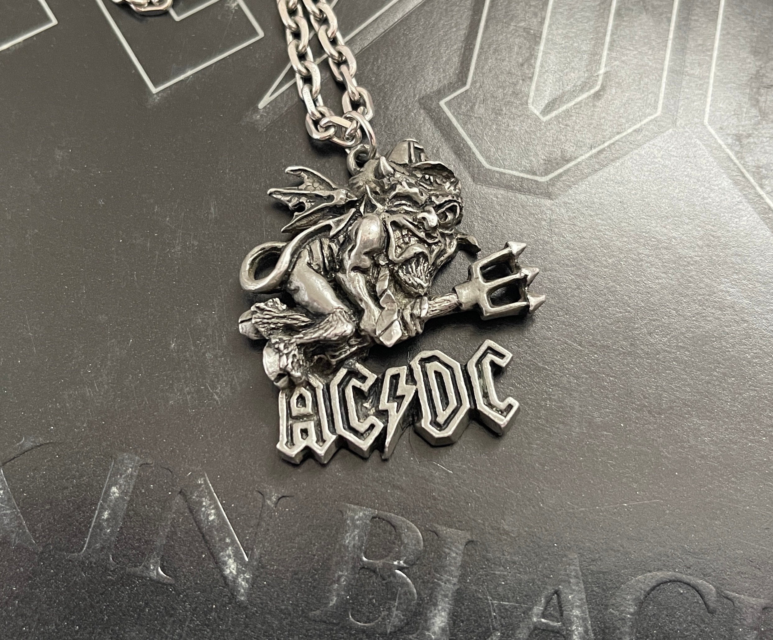 Vintage AC/DC Pendant. 1992 Devil Angus Young. Made in England. Pewter ...