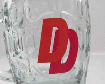 Vintage Double Diamond Half Pint Dimpled Glass Beer Tankard. Retro 70s Ind Coope Tankard. Home Bar / Mancave.