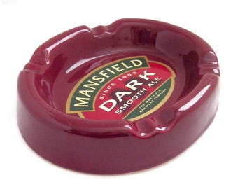 Vintage Mansfield Dark Smooth Ale Ceramic Ashtray – Brewery Advertising Home Bar Pub