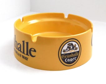 Cendrier Grünhalle vintage. Publicité de brasserie / Breweriana. Accueil Bar/Pub. Publicité drôle de bière australienne rétro. Mancave années 80/90.