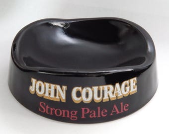Courage Ashtray. Vintage Breweriana. Home Bar, Brewery Pub Memorabilia Advertising. John Courage.