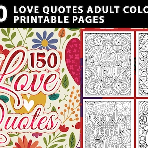Pattern Coloring Pages: 150 Love Quotes Adult Coloring Printable Pages | 150 Digital Coloring Pages (Printable, PDF Download)