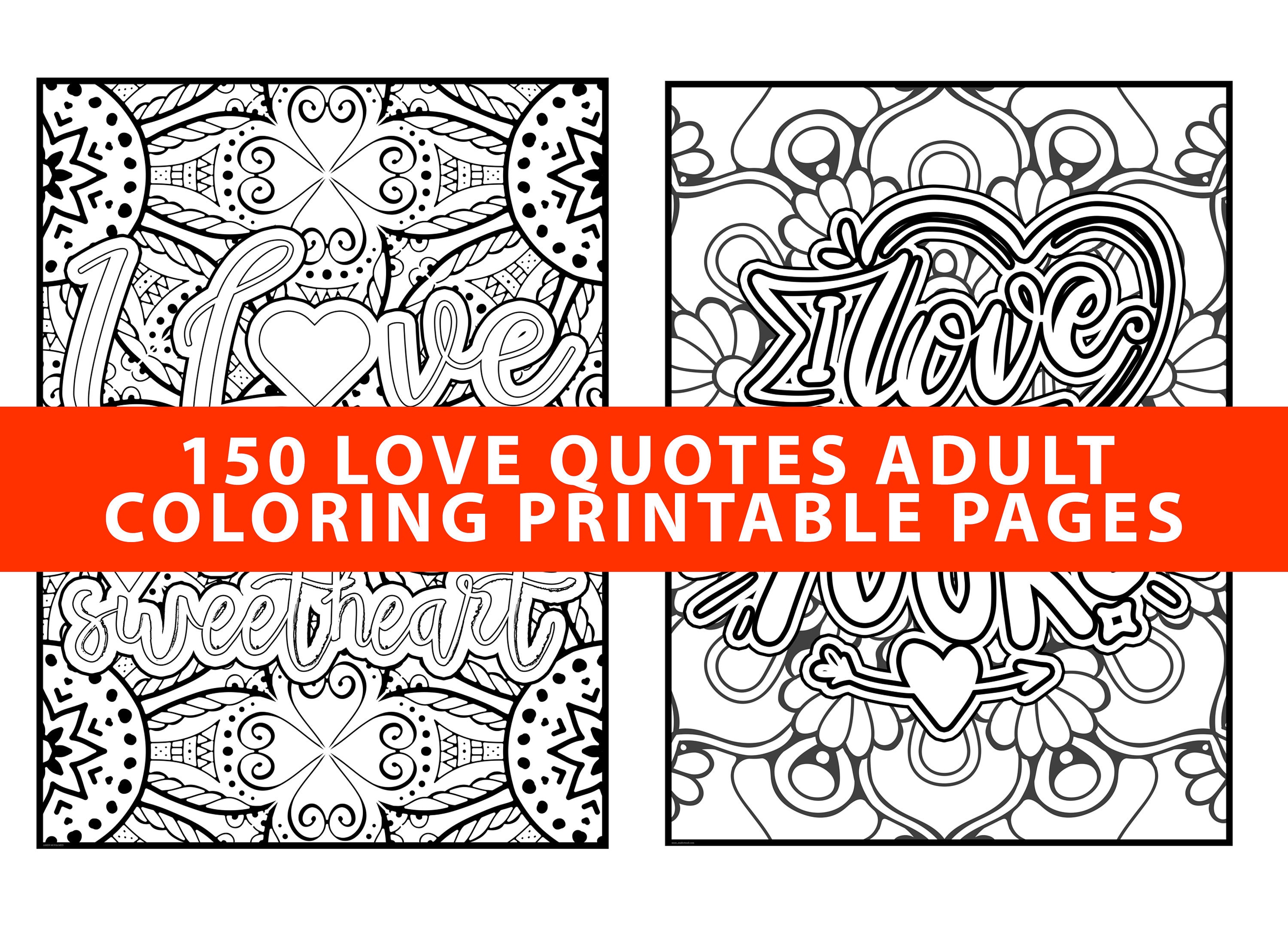Pattern Coloring Pages: 150 Love Quotes Adult Coloring Printable Pages ...