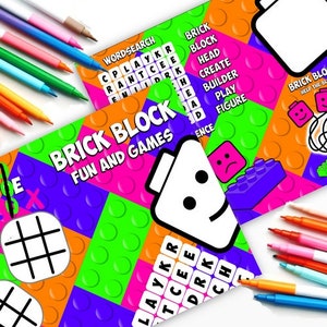 Pack of 18 - Girls Brick Block Fun and Games Activity Sheets: Building Fun for Young Builders