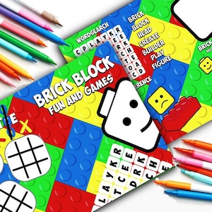 Pack of 18 - Brick Block Fun and Games Activity Sheets for Creative Building Adventures