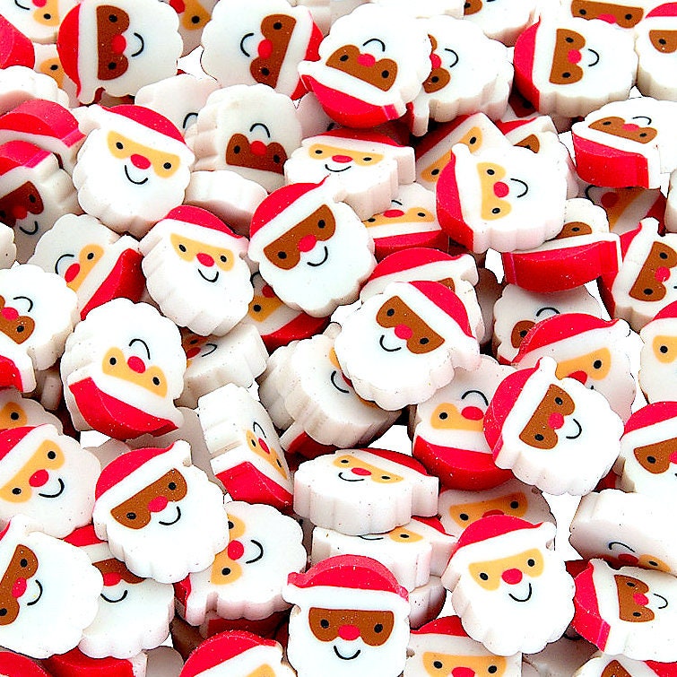 Pack of 24 Mini Santa Rubber Erasers Christmas Teacher Etsy UK
