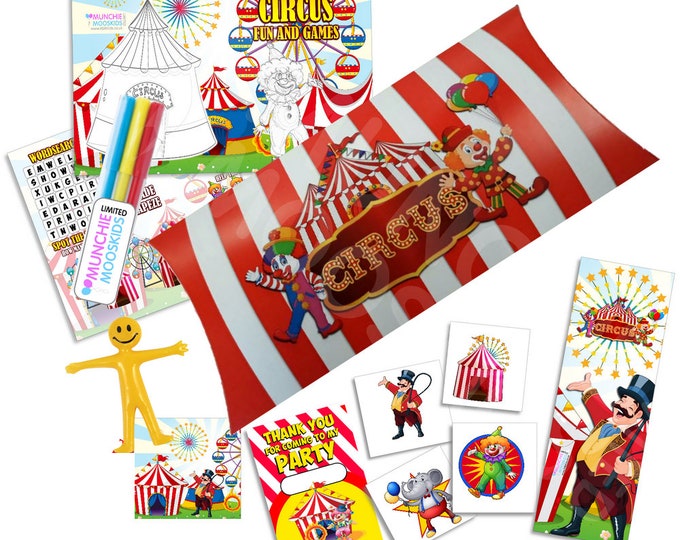 Pre Filled Circus Party Box - Carnival Big Top Magic Parties Activity Gift Bags