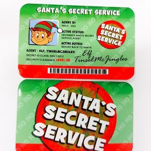 Elf Lost Santa Secret Service Licentie-ID-kaart - ENKELE kerstavonddoos cadeaukous