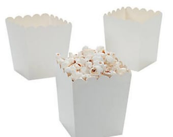 Pack of 12 - White Popcorn Boxes for Classic and Elegant Snacking