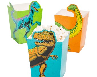 Pack of 12 - Dinosaur Popcorn Boxes - Party Supplies