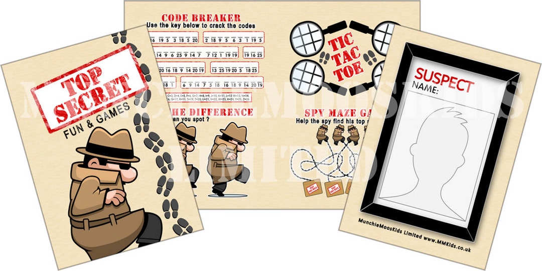 Pack of 24 Top Secret Fun and Games Activity Sheets Spy Etsy UK