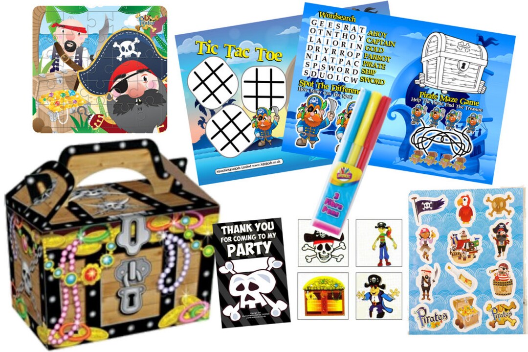 Pre Filled Boys Pirate Party Box Parties Theme Activity Gift Bag Bags ...