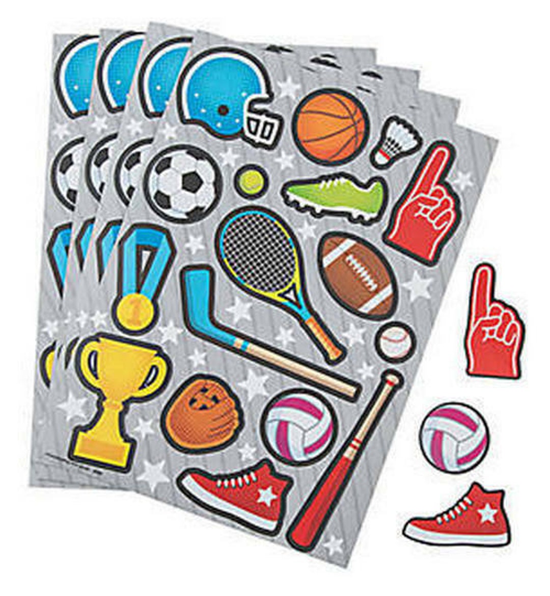 Pack of 12 - Sports Icon Sticker Sheets - Fun and Active Decals for ...