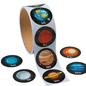 Pack of 100 - Space Solar System Stickers - Party Bag Fillers Teacher School