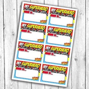 Superheld Party Namenskarten - Mein Superheld Name ist 'für Geburtstagsspiele - Superheld Geburtstag, Namensspiel, Superheld Party, Printable DIGITAL