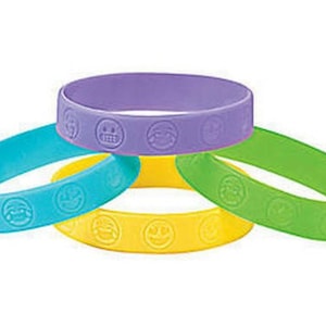 Pack of 12 - Emoji Bracelets - Smiley Party Bag Fillers