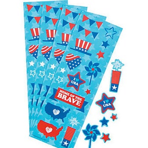 Pack of 12 - Patriotic USA Sticker Sheets - Show Your American Pride with Red, White, and Blue Design