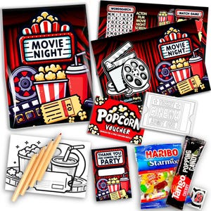 Bolsas de fiesta rellenas previamente con temática de noche de cine: obsequios divertidos para amantes del cine