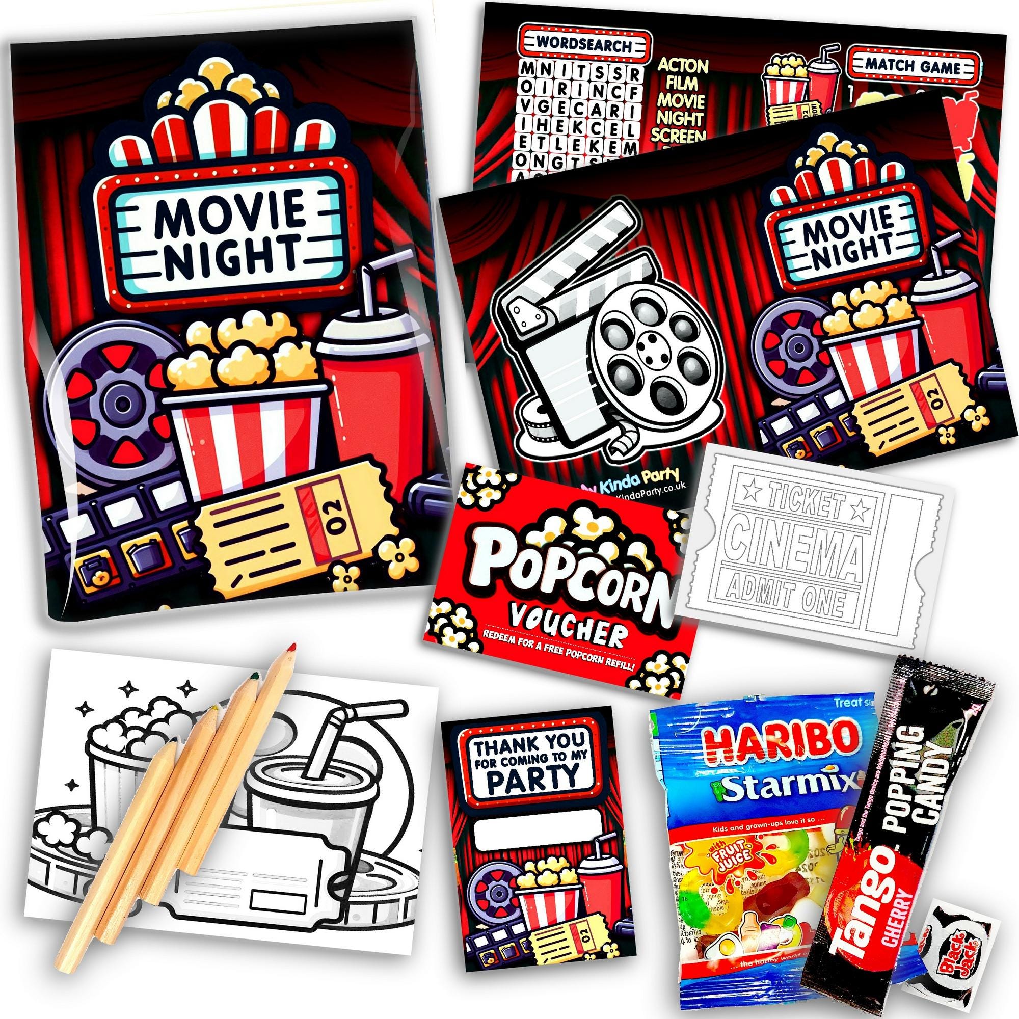 Movie Night Themed Pre-Filled Party Bags - Fun Favours for Film Lovers