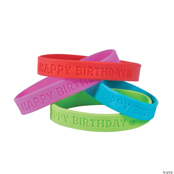 Pack of 12 Happy Birthday Rubber Bracelets Dress up Party Bag