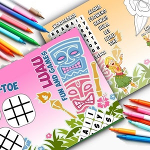 Pack of 18 - Hawaii Luau Fun and Games Activity Sheets - Add Tropical Fun to Your Party