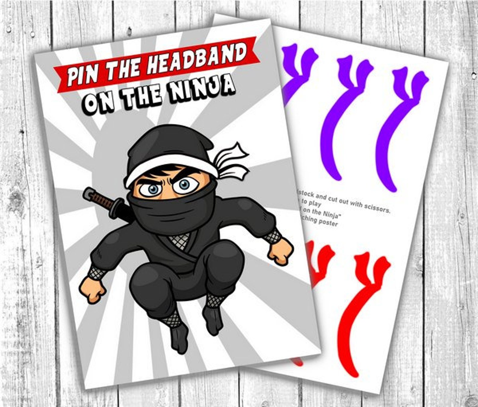 Pin the Headband on the Ninja Game - Printable Ninja Party Game for ...