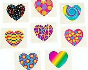 Pack of 12 - Funky Heart Temporary Tattoos for Groovy Body Art