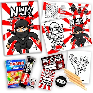 Ninja Warrior-feestzakjes Voorgevulde ninja-feestartikelen met activiteiten en lekkernijen