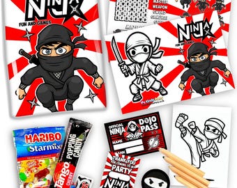 Ninja Warrior Party Bags Pre-Filled Ninja Party Favours with Activities & Sweets