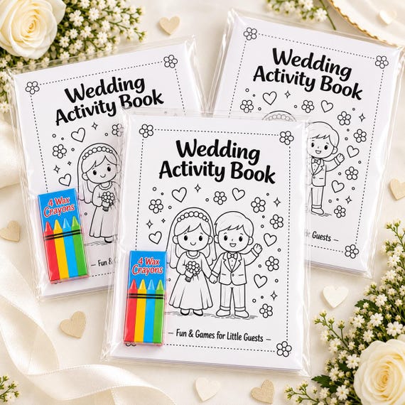 Wedding Activity Book with Crayons Kids Table A5 Party Set - Minimum order of 5