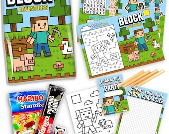 Block Adventures Party Bags Gaming Birthday Favours Sweets UK Minimum Order 3